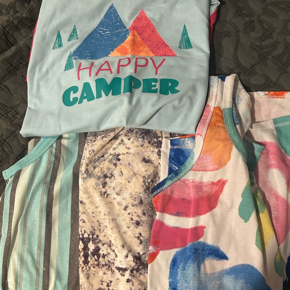 LuLaRoe Blue and Orange Tank Top Vibrant Design